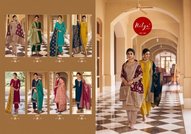 Lt Nitya 166 Latest Fancy Festive Wear Satin Georgette Heavy  Designer Dress Material Collection
